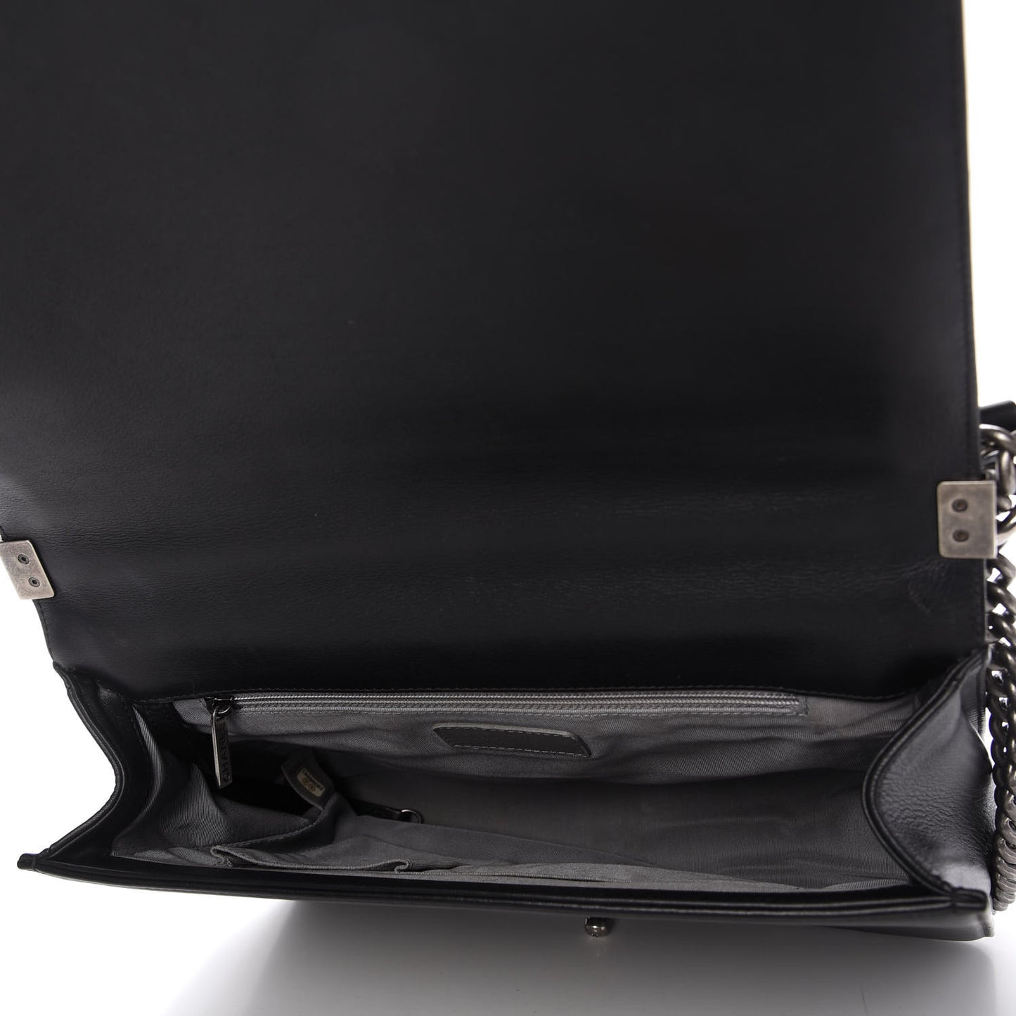 Calfskin Quilted Large Boy Flap Black