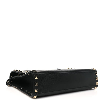 Valentino Garavani Pebbled Calfskin Medium Rockstud Flip Lock Crossbody Bag Black 4 of 9