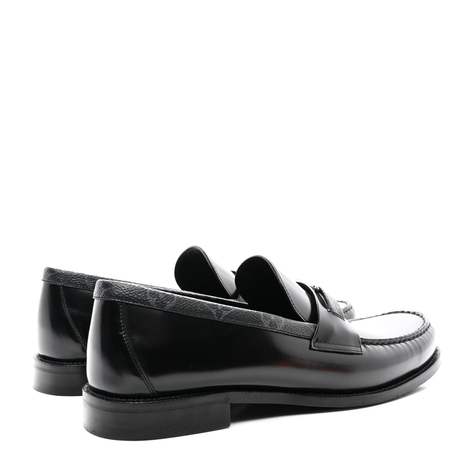 Louis Vuitton Calfskin Monogram Eclipse Mens Major Loafers 12 Black 4 of 9