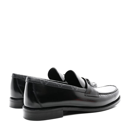 Louis Vuitton Calfskin Monogram Eclipse Mens Major Loafers 12 Black 4 of 9