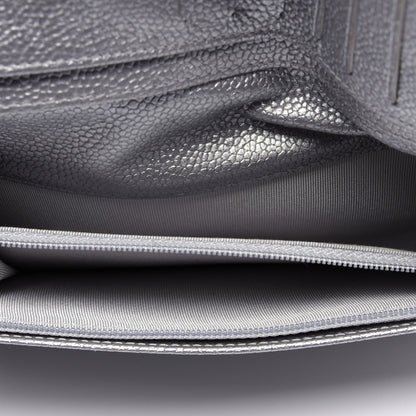 Chanel Metallic Caviar Quilted Yen Wallet Silver 11 of 14