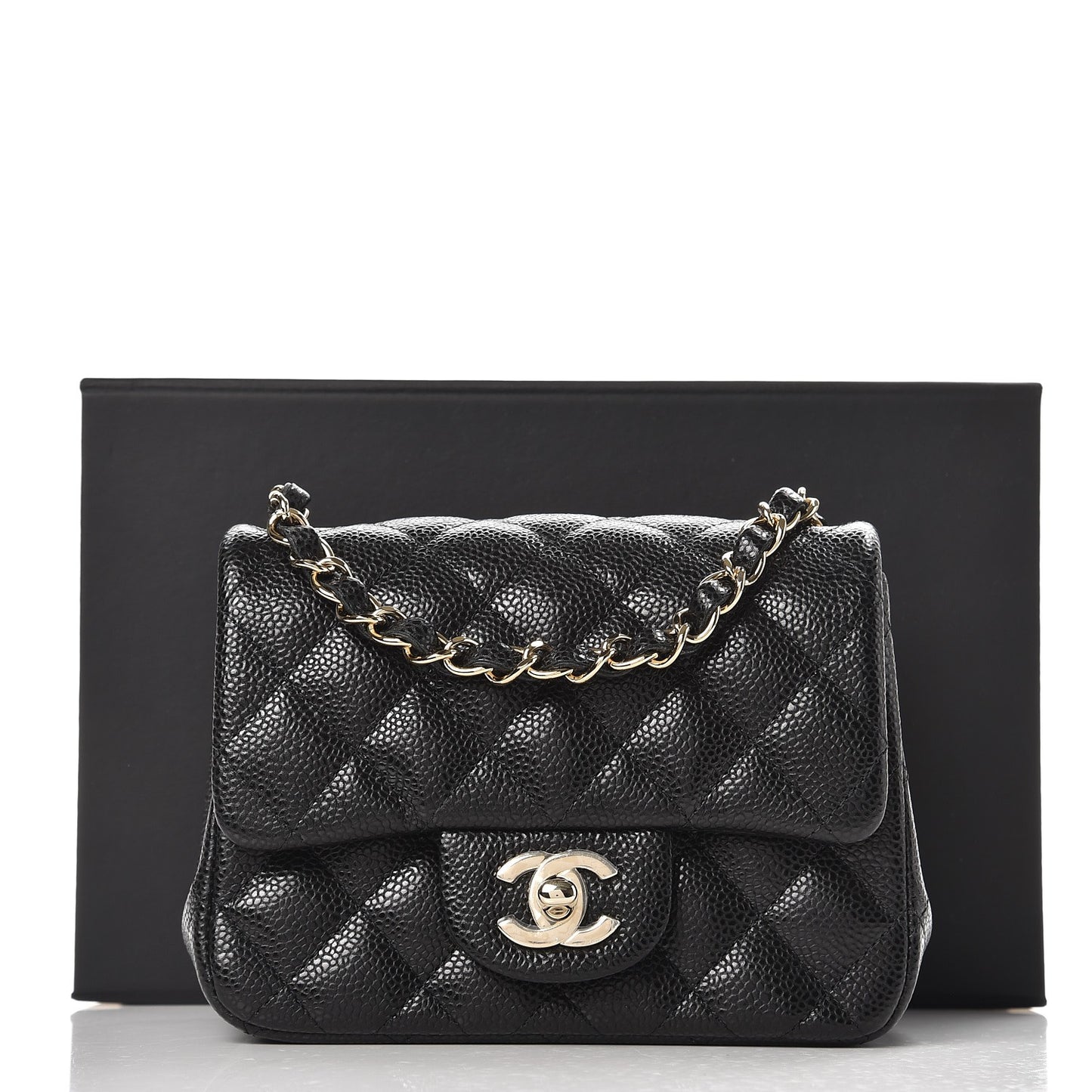 Caviar Quilted Mini Square Flap Black