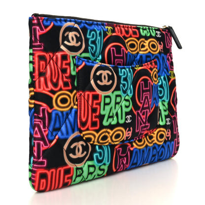 Chanel Fabric Quilted Neon Graffiti O Case Black Multicolor 3 of 10