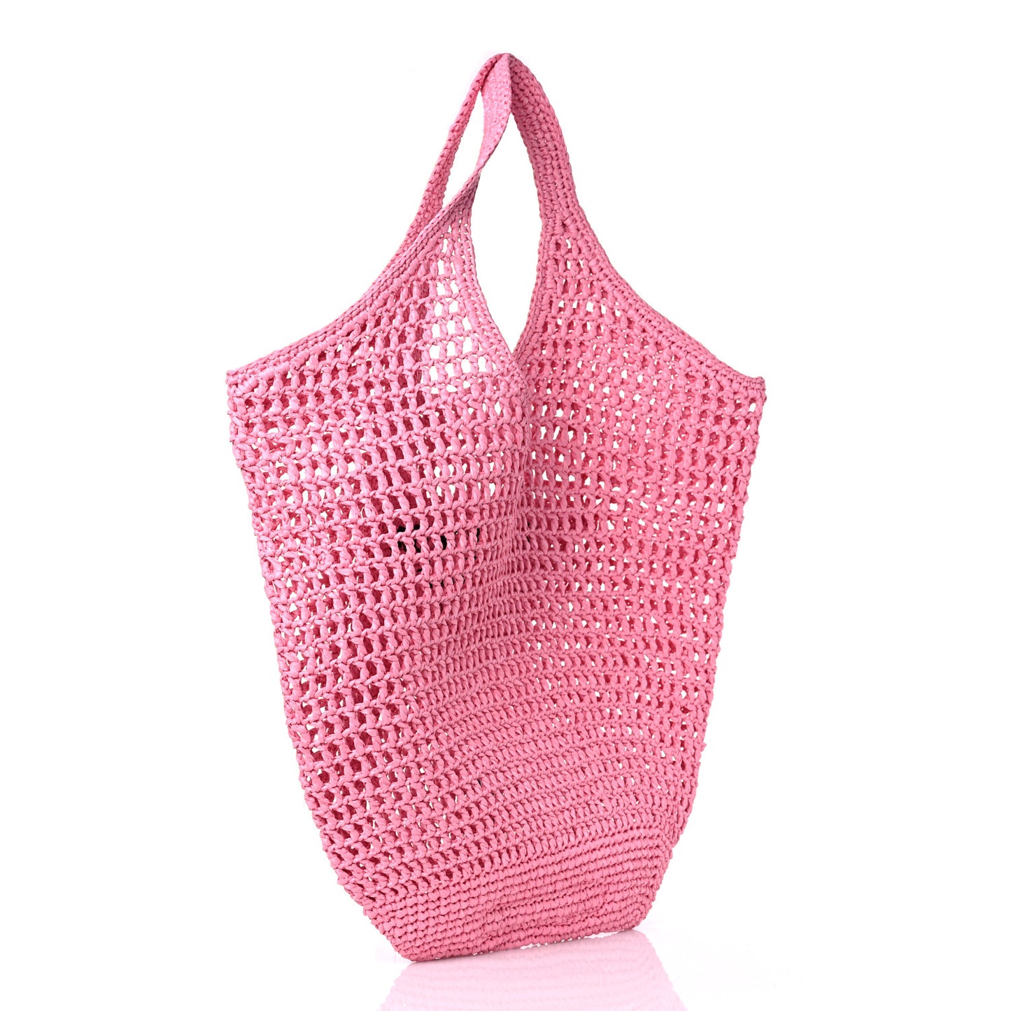 Yarn Raffia Effect Crochet Logo Embroidered Shopping Tote Bag Petalo