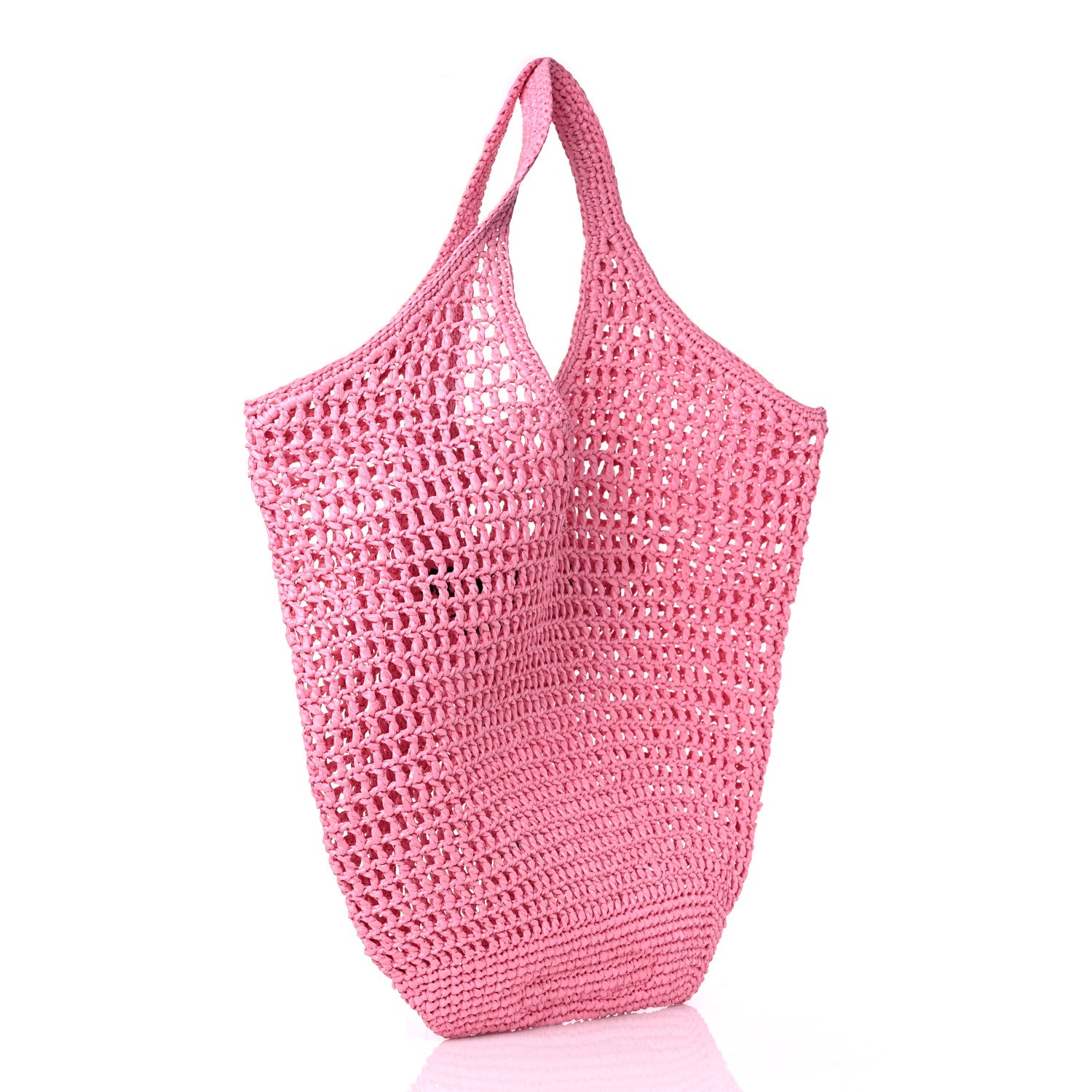 Prada Yarn Raffia Effect Crochet Logo Embroidered Shopping Tote Bag Petalo 3 of 8