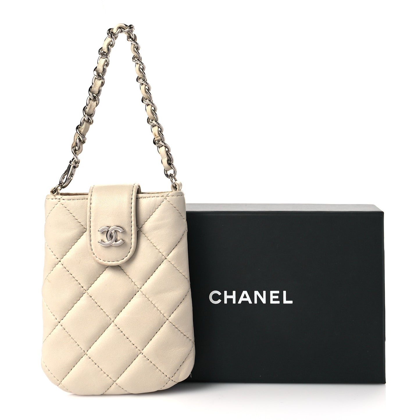 Lambskin Quilted Phone Case Grey