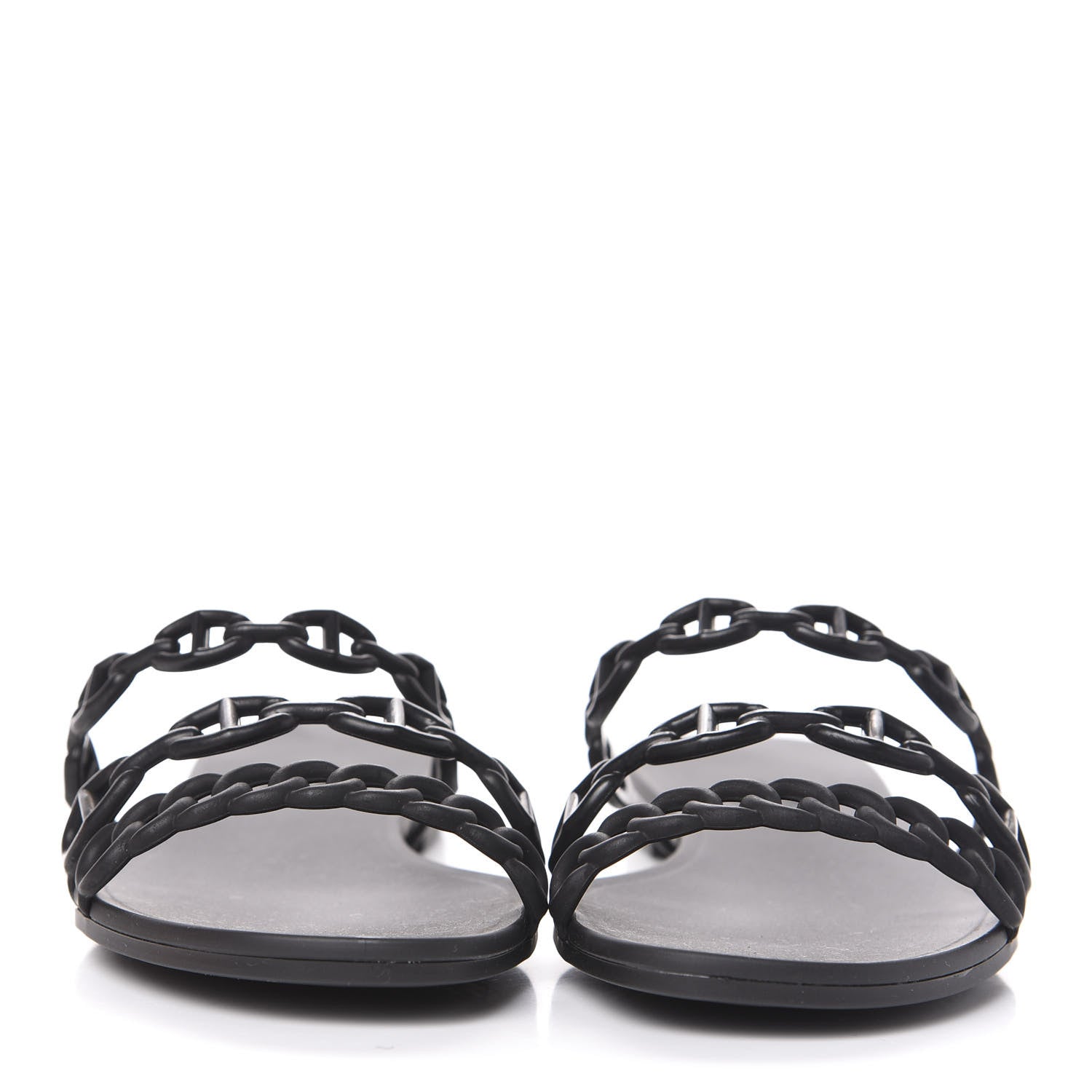 Hermes Rubber Chaine d'Ancre Rivage Sandals 36 Black 2 of 8