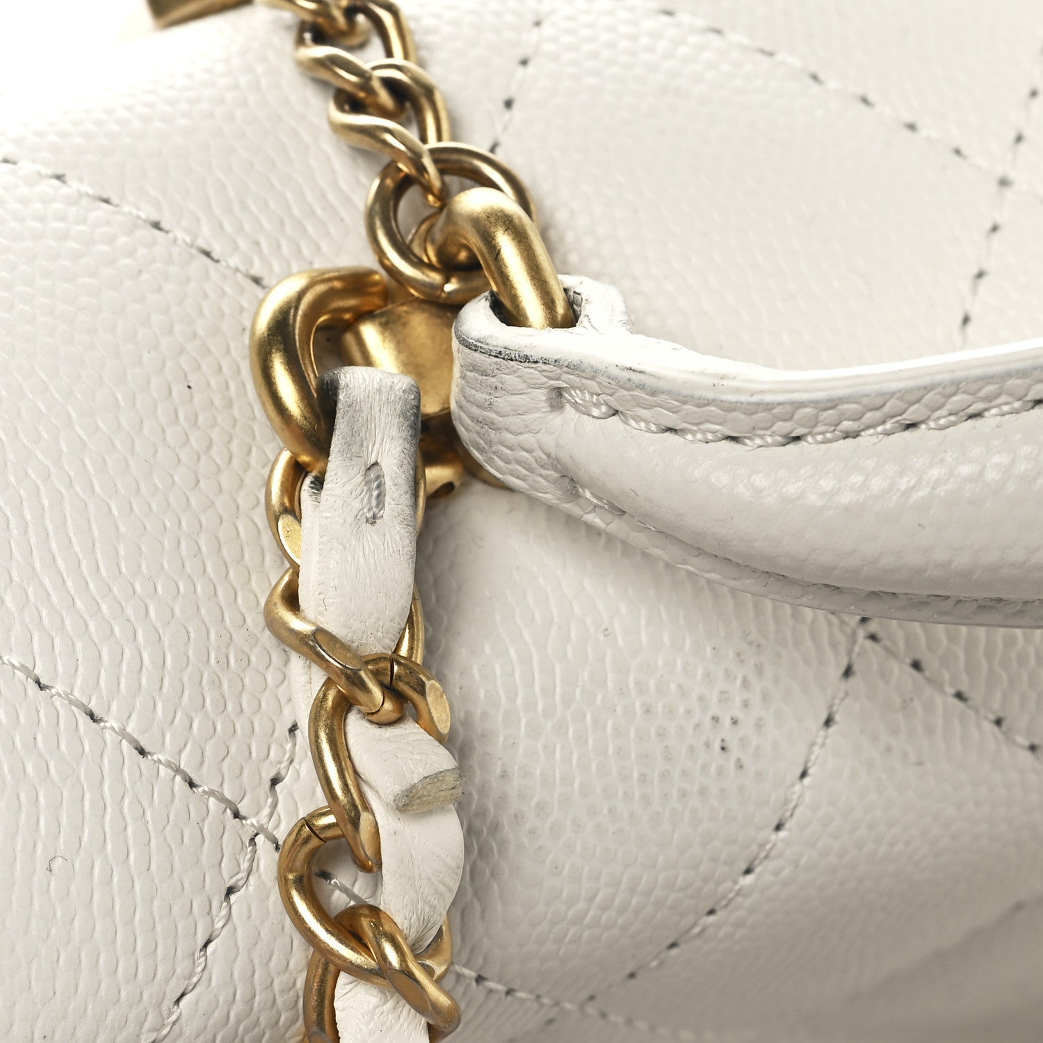 Chanel Caviar Quilted Mini Top Handle Flap White 12 of 12