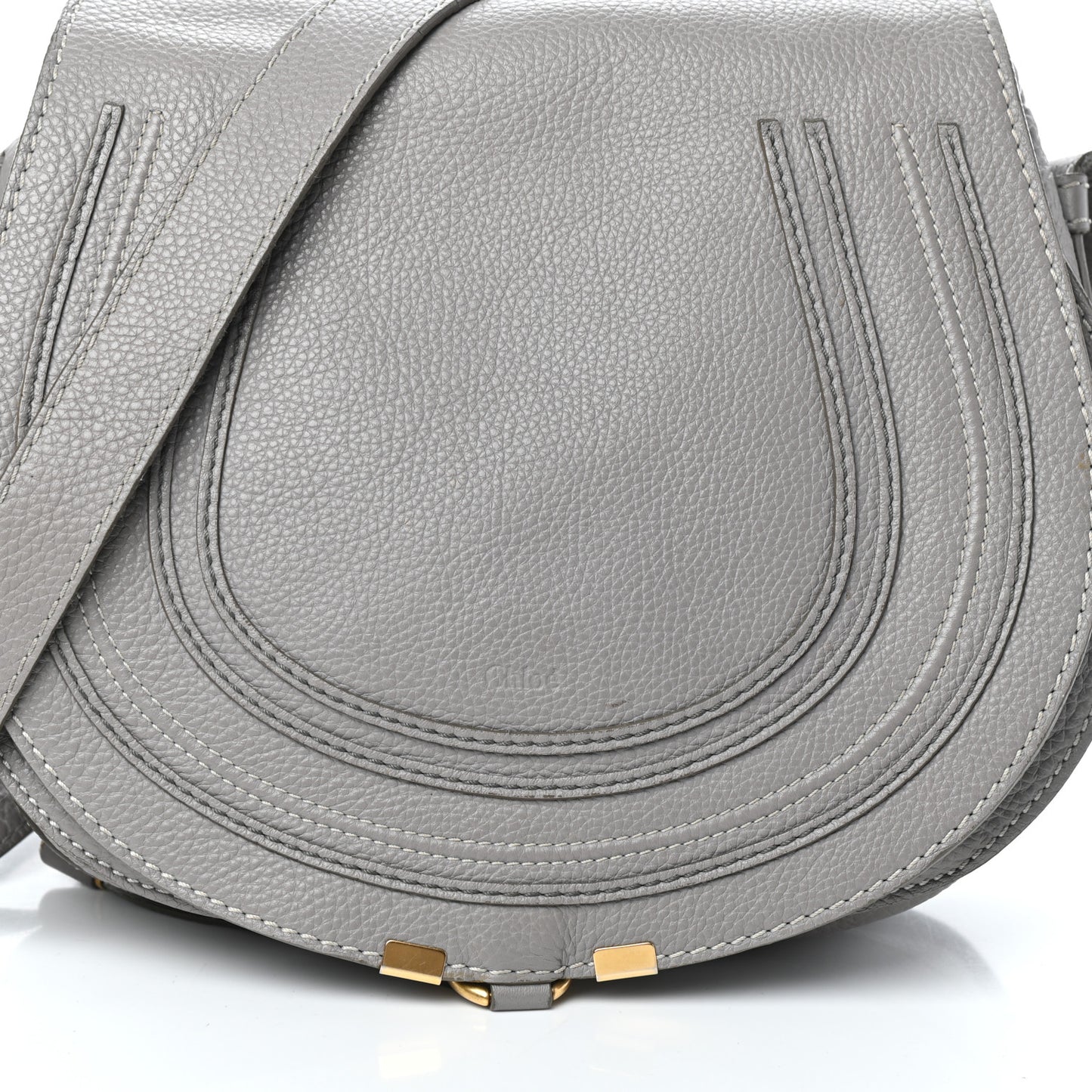 Calfskin Medium Marcie Round Crossbody Bag Cashmere Grey
