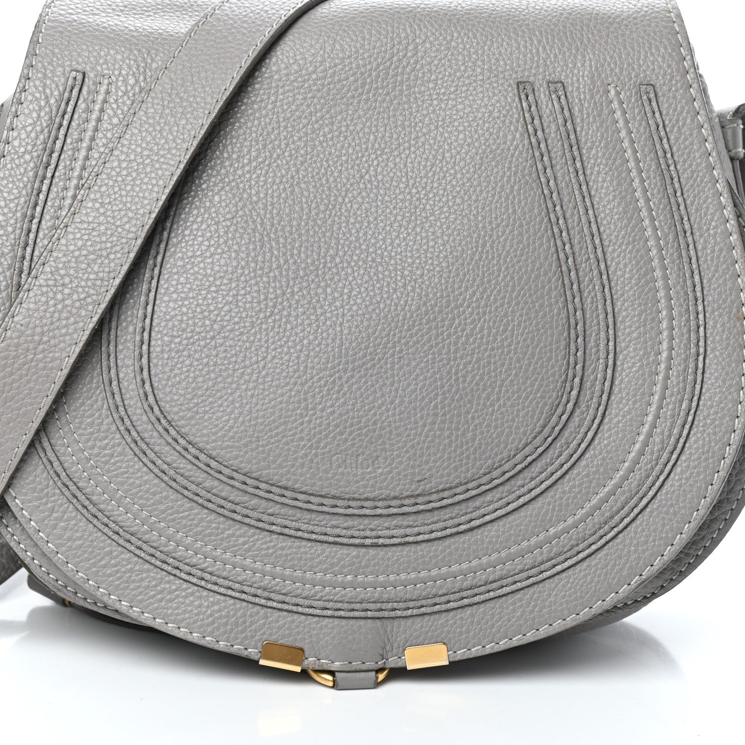 Chloe Calfskin Medium Marcie Round Crossbody Bag Cashmere Grey 7 of 9
