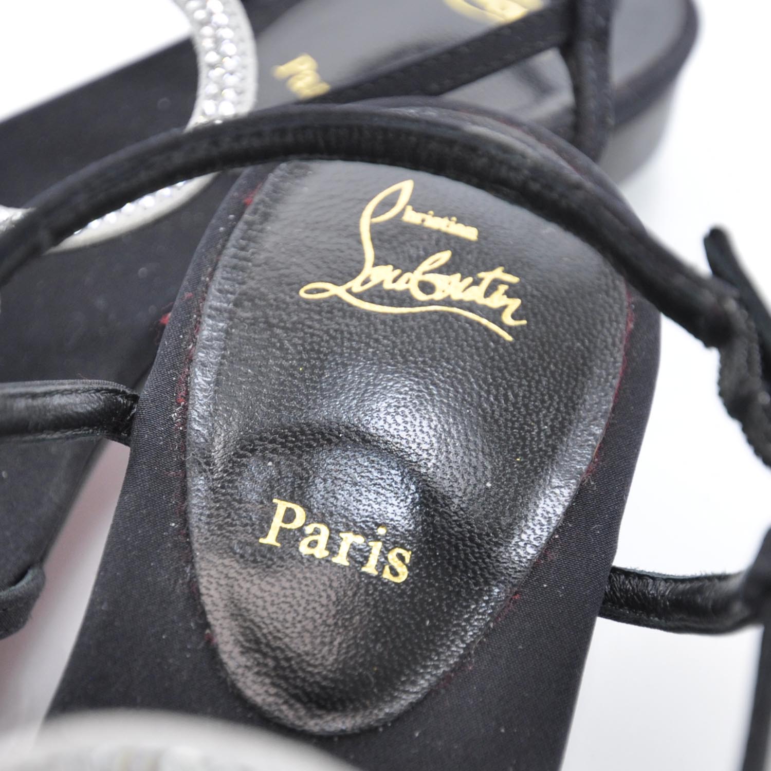 Christian Louboutin Crepe Crystal Aplarona Flat Sandals 35 Black 5 of 9