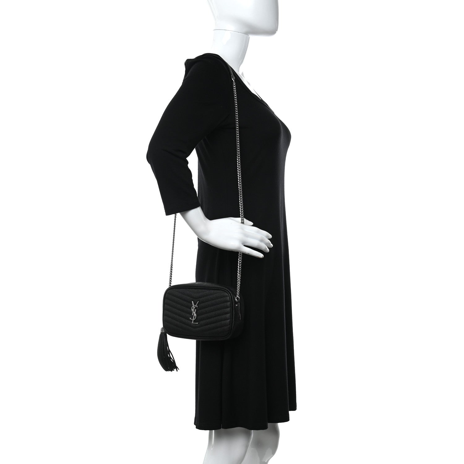 Saint Laurent Grain De Poudre Matelasse Monogram Mini Lou Camera Bag Black 2 of 8