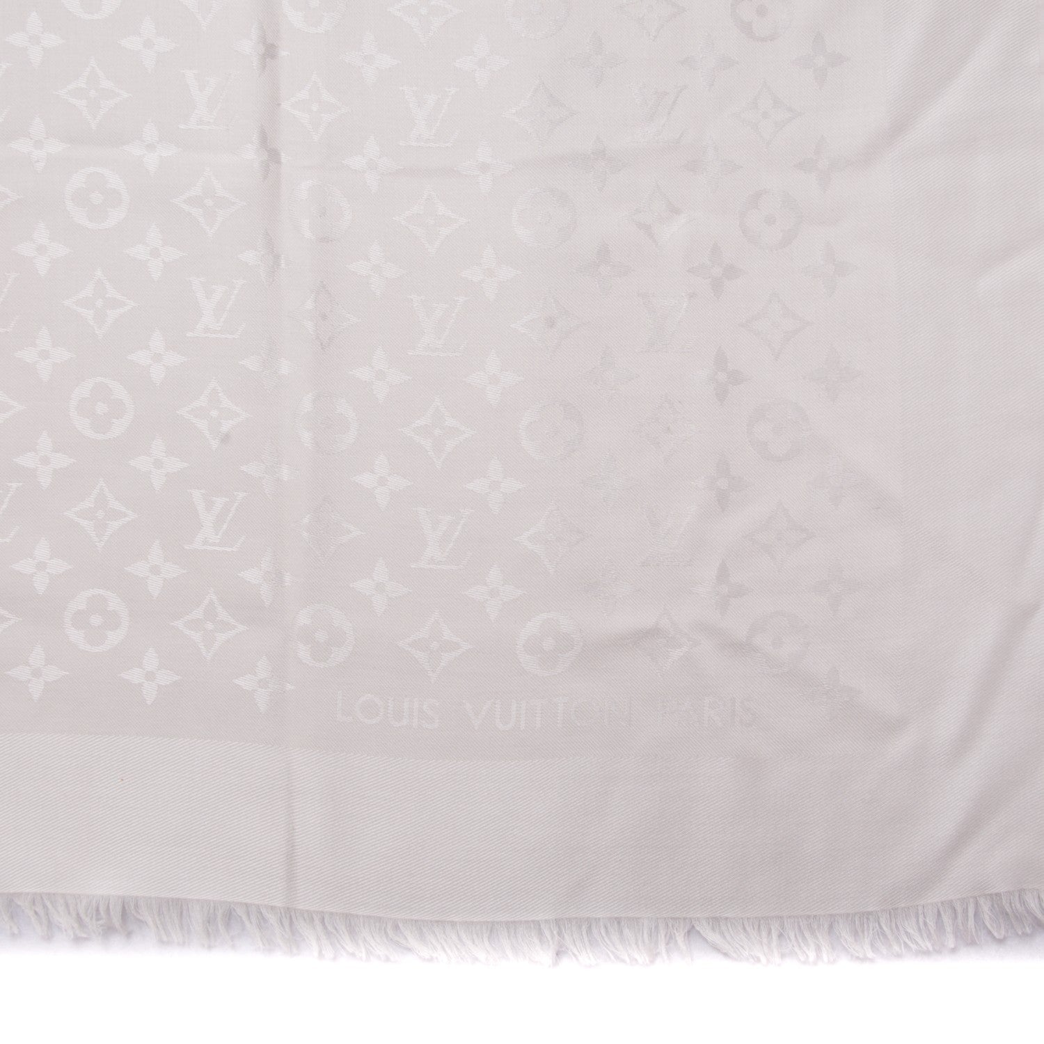 Louis Vuitton Wool Silk Monogram Shawl White 5 of 8