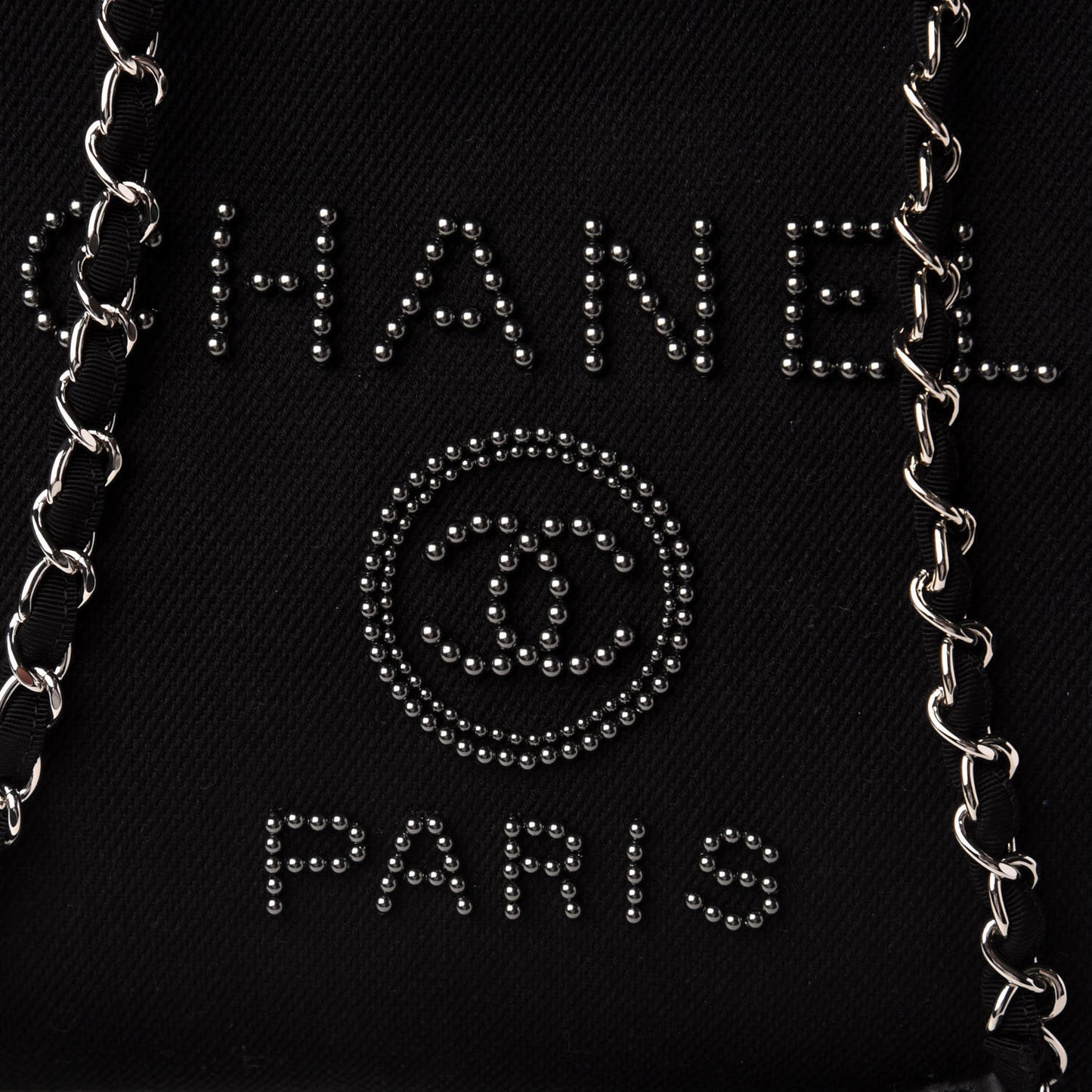 Canvas Pearl Medium Deauville Tote Black