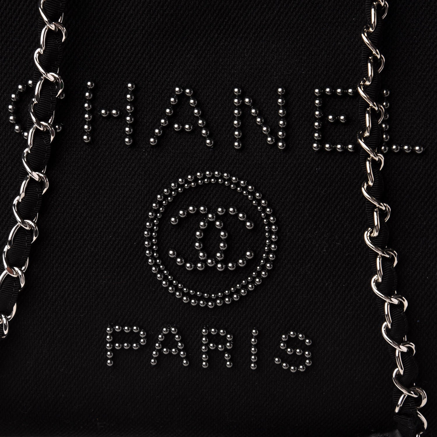 Chanel Canvas Pearl Medium Deauville Tote Black 9 of 9