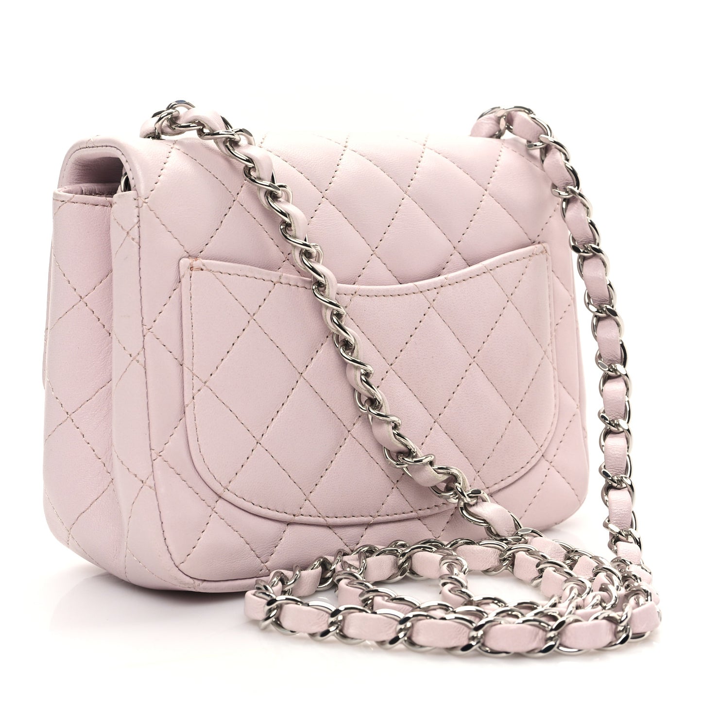 Lambskin Quilted Mini Square Flap Light Pink