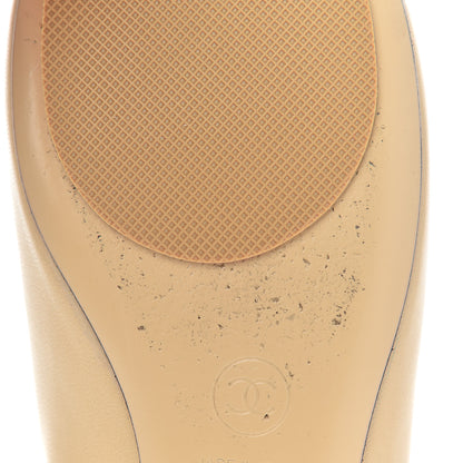 Chanel Lambskin Pearl Bow Ballerina Flats 37 Beige Black 10 of 16