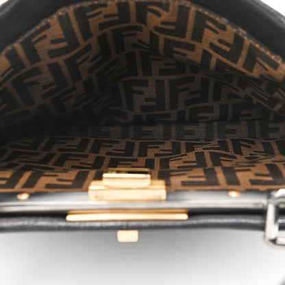 Fendi Goatskin Zucca Medium Peekaboo Iconic Satchel Black Tobacco 5 of 14