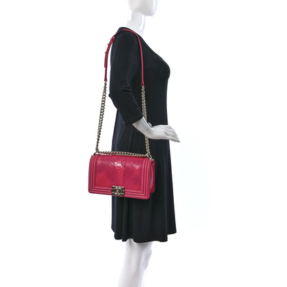 Chanel Snakeskin Medium Boy Flap Pink 2 of 12
