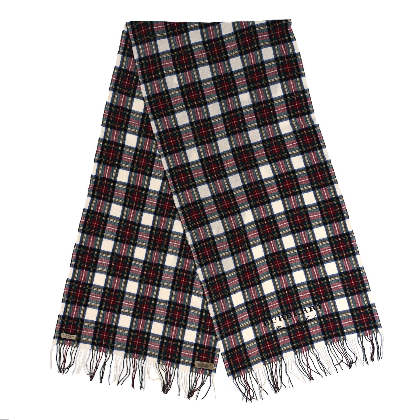 Wool Cashmere Tartan Oversized Filcoupe White Multicolor