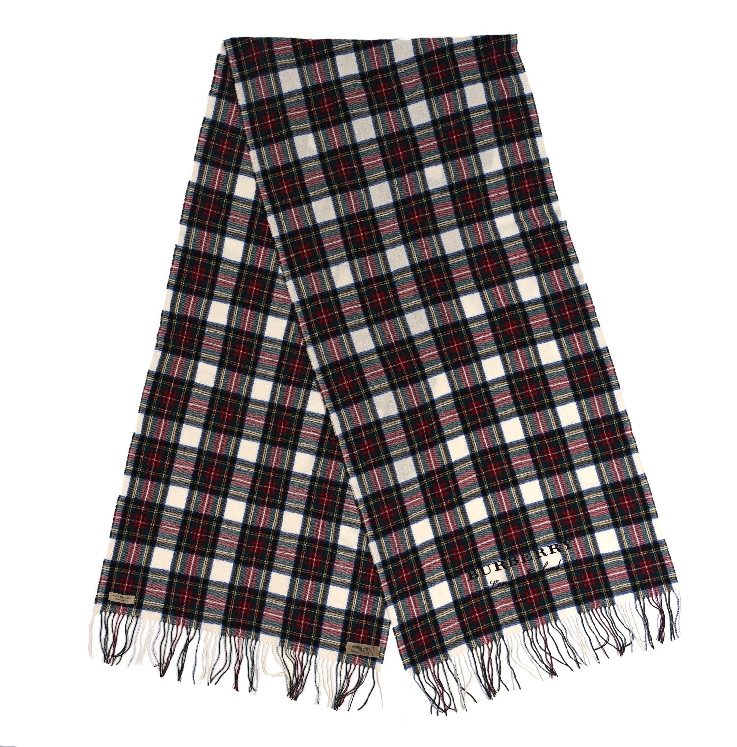 Burberry Wool Cashmere Tartan Oversized Filcoupe White Multicolor 2 of 5