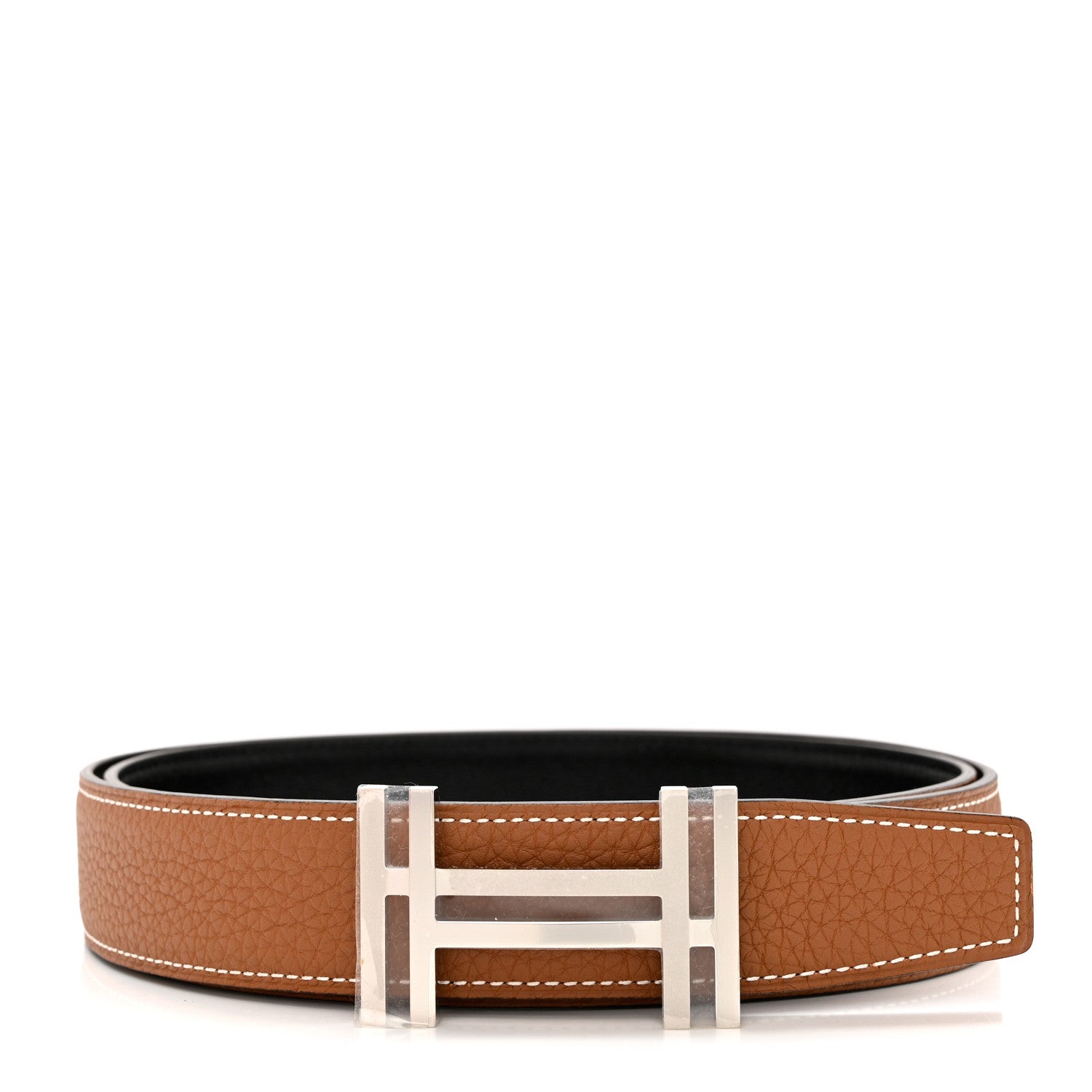 Hermes Box Togo 32mm Au Carre H Belt 105 Black Gold 1 of 5