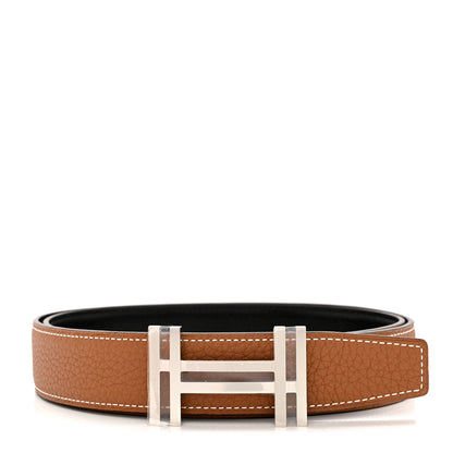 Hermes Box Togo 32mm Au Carre H Belt 105 Black Gold 1 of 5