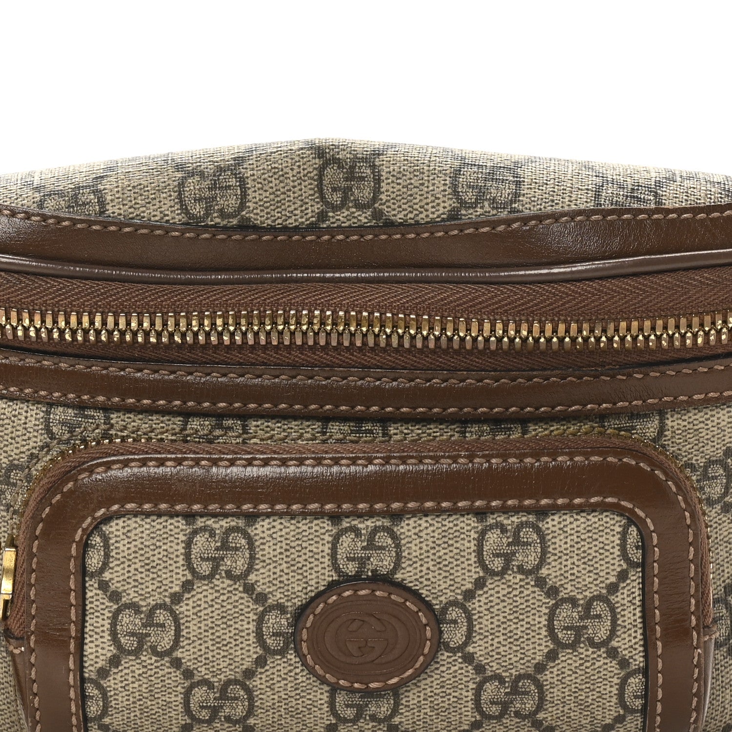 Gucci GG Supreme Monogram Textured Calfskin Retro Interlocking G Belt Bag Beige Ebony Brown Sugar 8 of 10