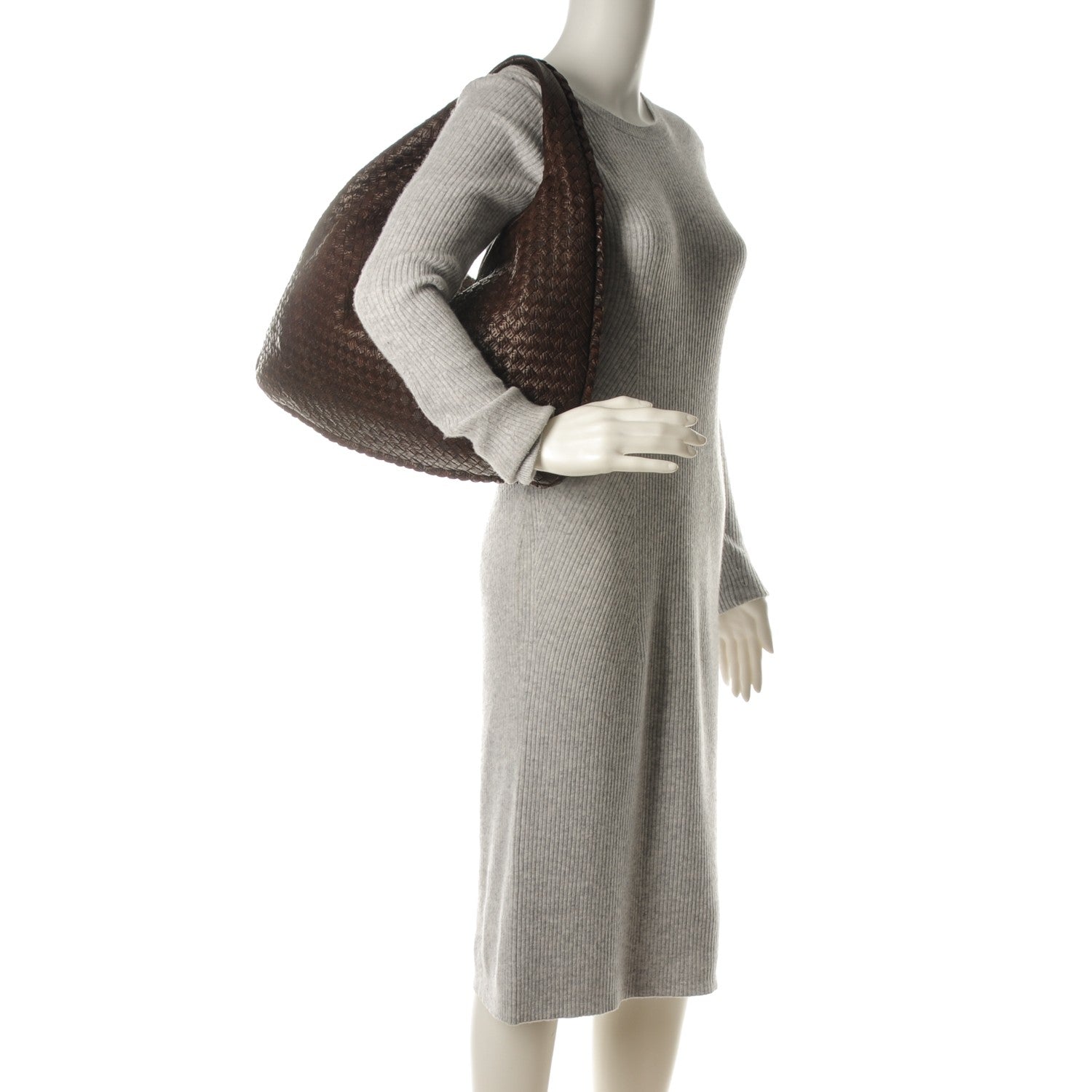 Bottega Veneta Intagli Intrecciato Large Veneta Hobo Brown Coffee 2 of 8