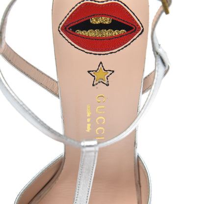 Gucci Nappa Angel T-Strap Platform High Heel Pumps 39.5 Argento 10 of 12