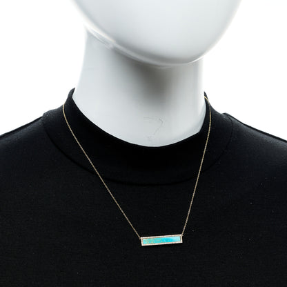 Jennifer Meyer 18K Yellow Gold Diamond Turquoise Bar Pendant Necklace 2 of 5
