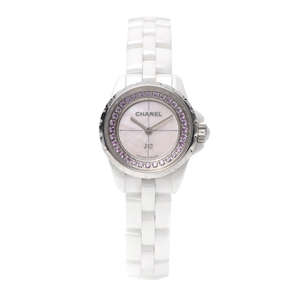 Chanel Stainless Steel Ceramic Pink Sapphire 19mm J12 Quartz Watch White 1 of 7