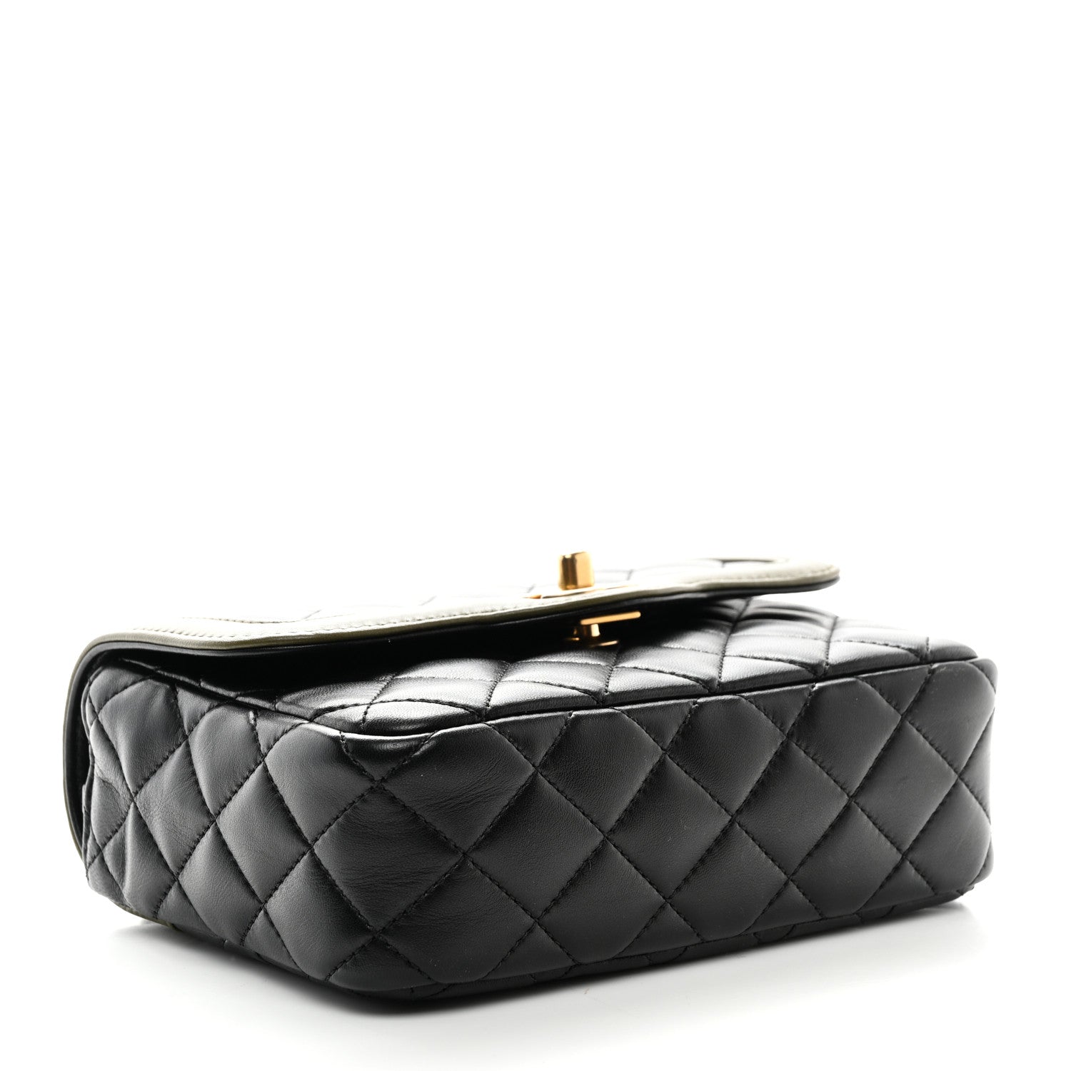 Chanel Lambskin Mini Square Flap Black Khaki 4 of 10
