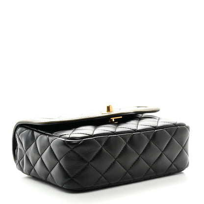 Chanel Lambskin Mini Square Flap Black Khaki 4 of 10