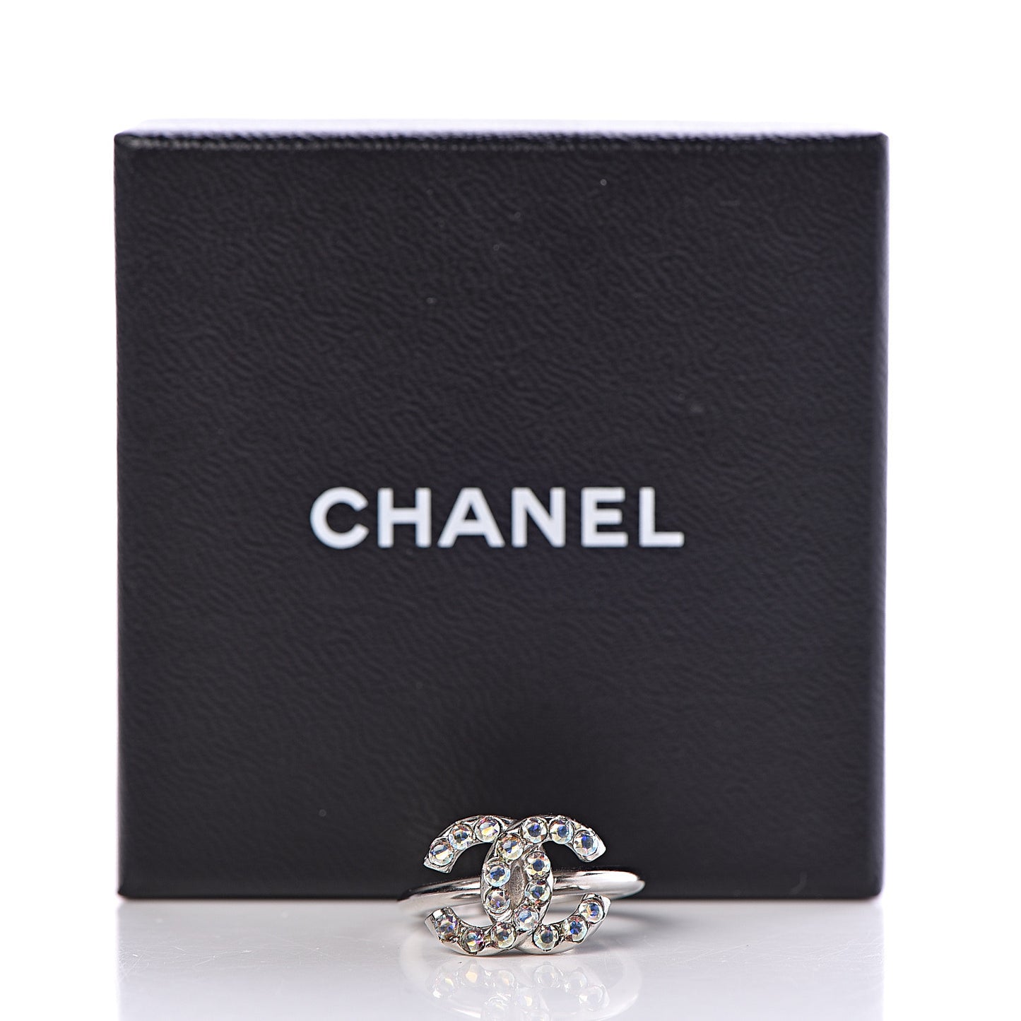 Crystal CC Ring 7 Iridescent Silver