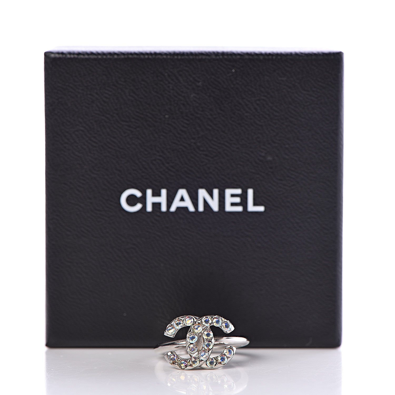 Chanel Crystal CC Ring 7 Iridescent Silver 5 of 6