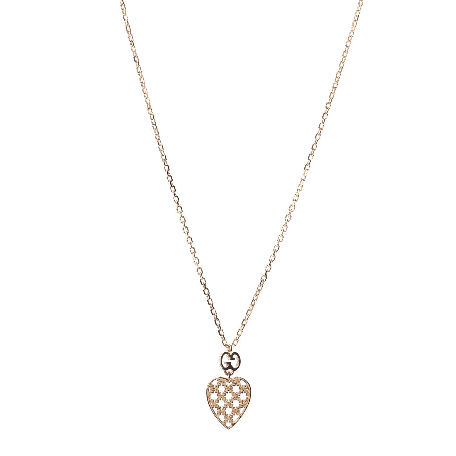 Gucci 18K Yellow Gold Diamantissima Heart Pendant Necklace 1 of 4