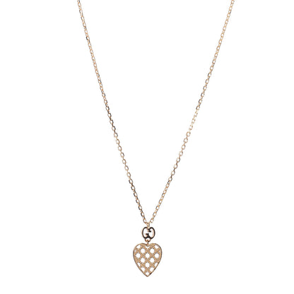 Gucci 18K Yellow Gold Diamantissima Heart Pendant Necklace 1 of 4