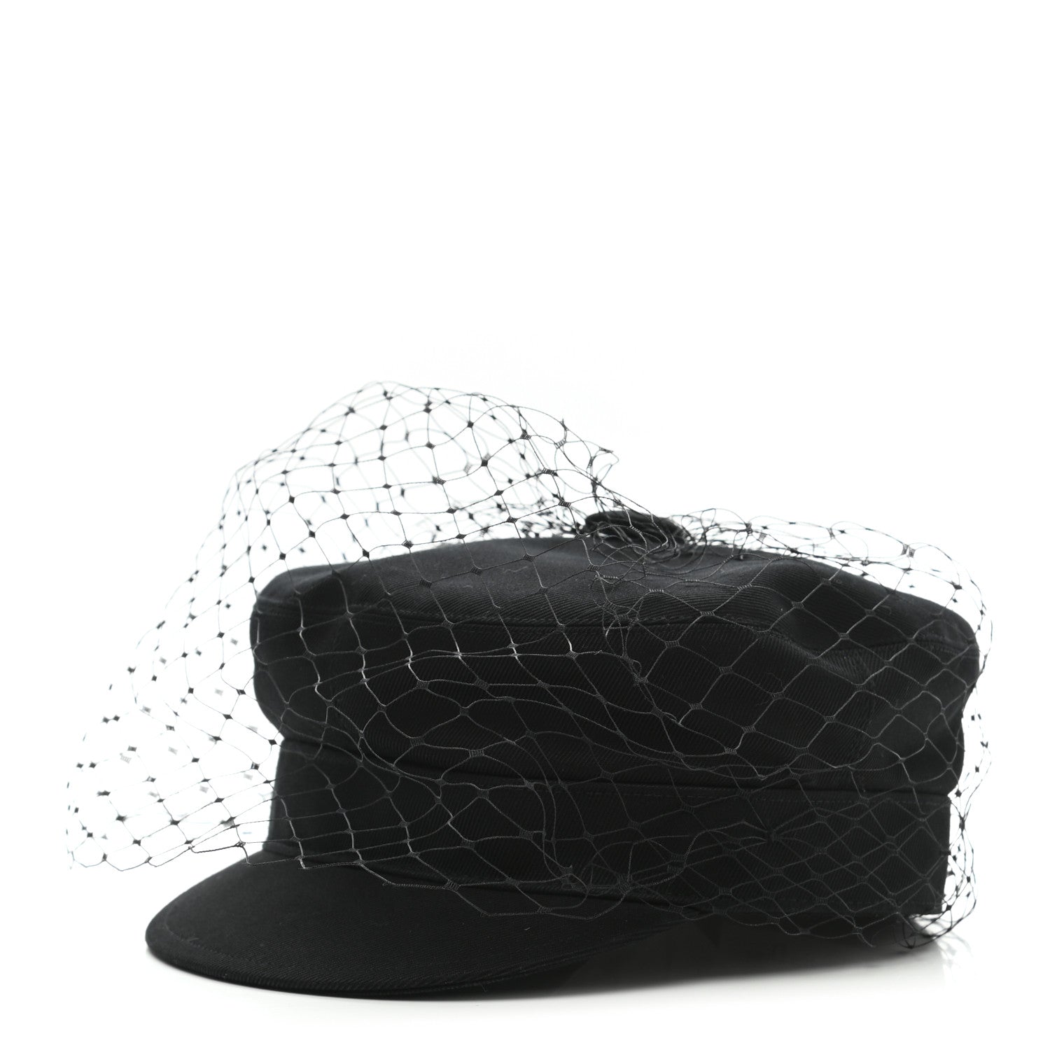 Christian Dior Cotton Canvas Arty Cap with Veil 57 Black 1 of 9