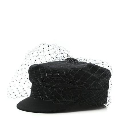 Christian Dior Cotton Canvas Arty Cap with Veil 57 Black 1 of 9