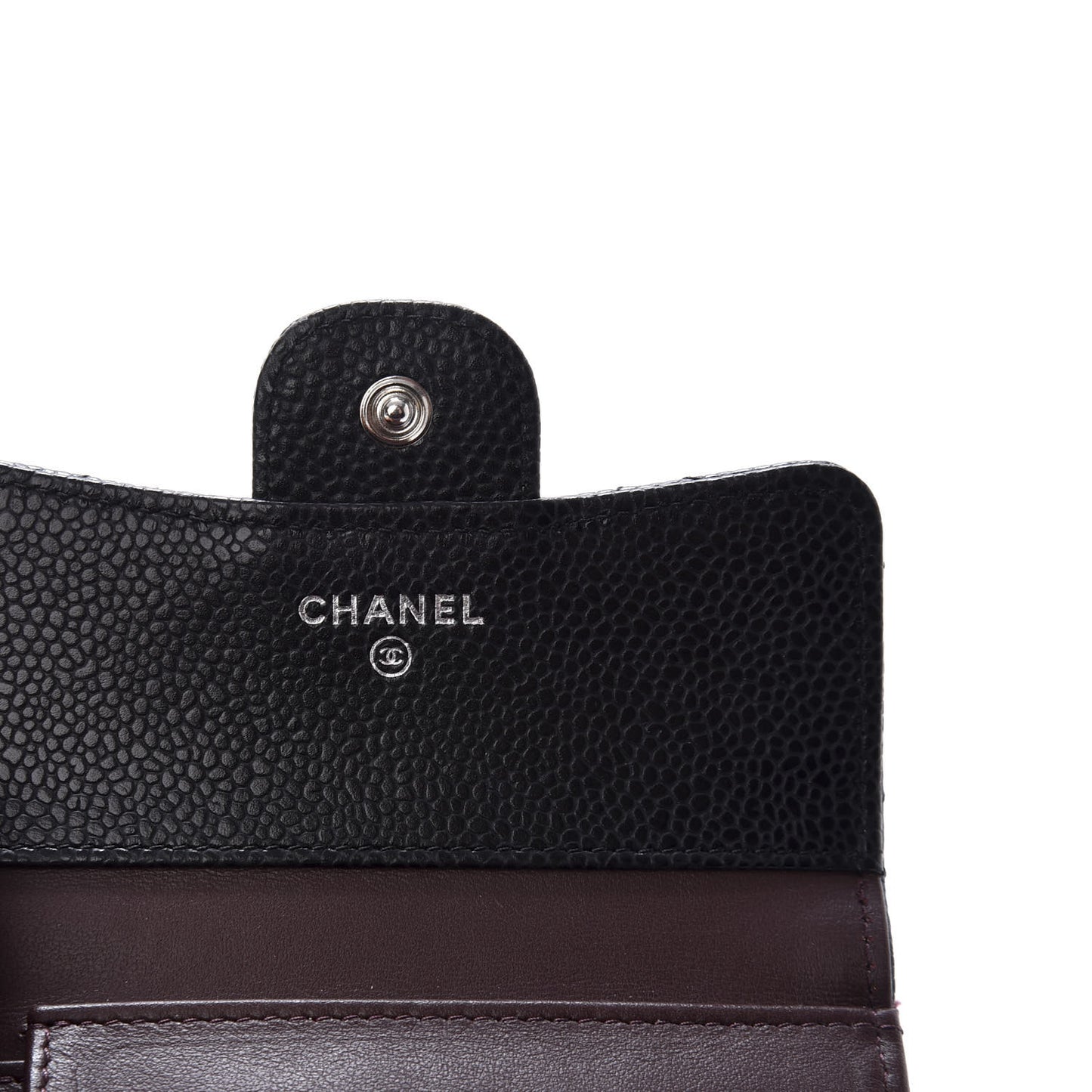 Caviar Quilted Compact Flap Wallet Black