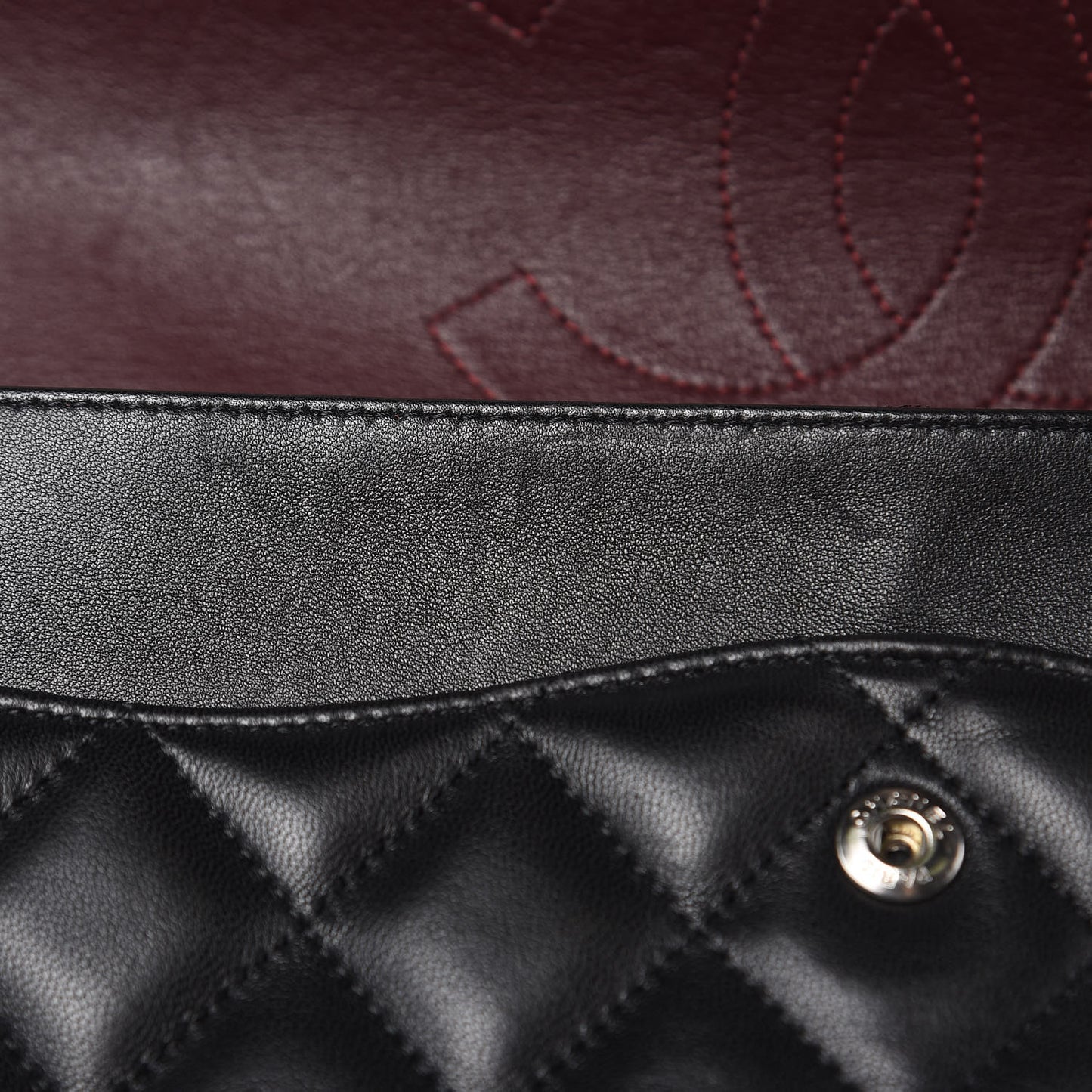 Lambskin Quilted Jumbo Double Flap Black