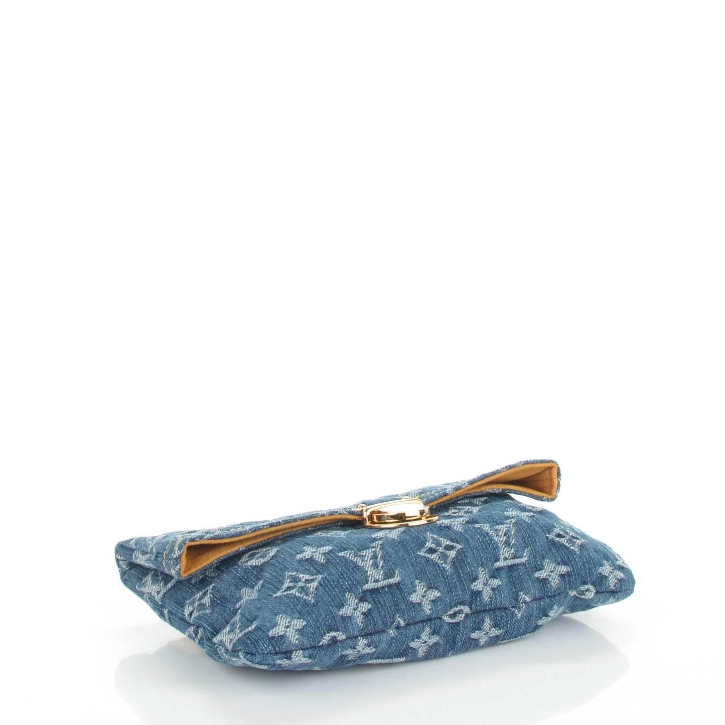 Monogram Denim Pochette Plat Clutch Blue