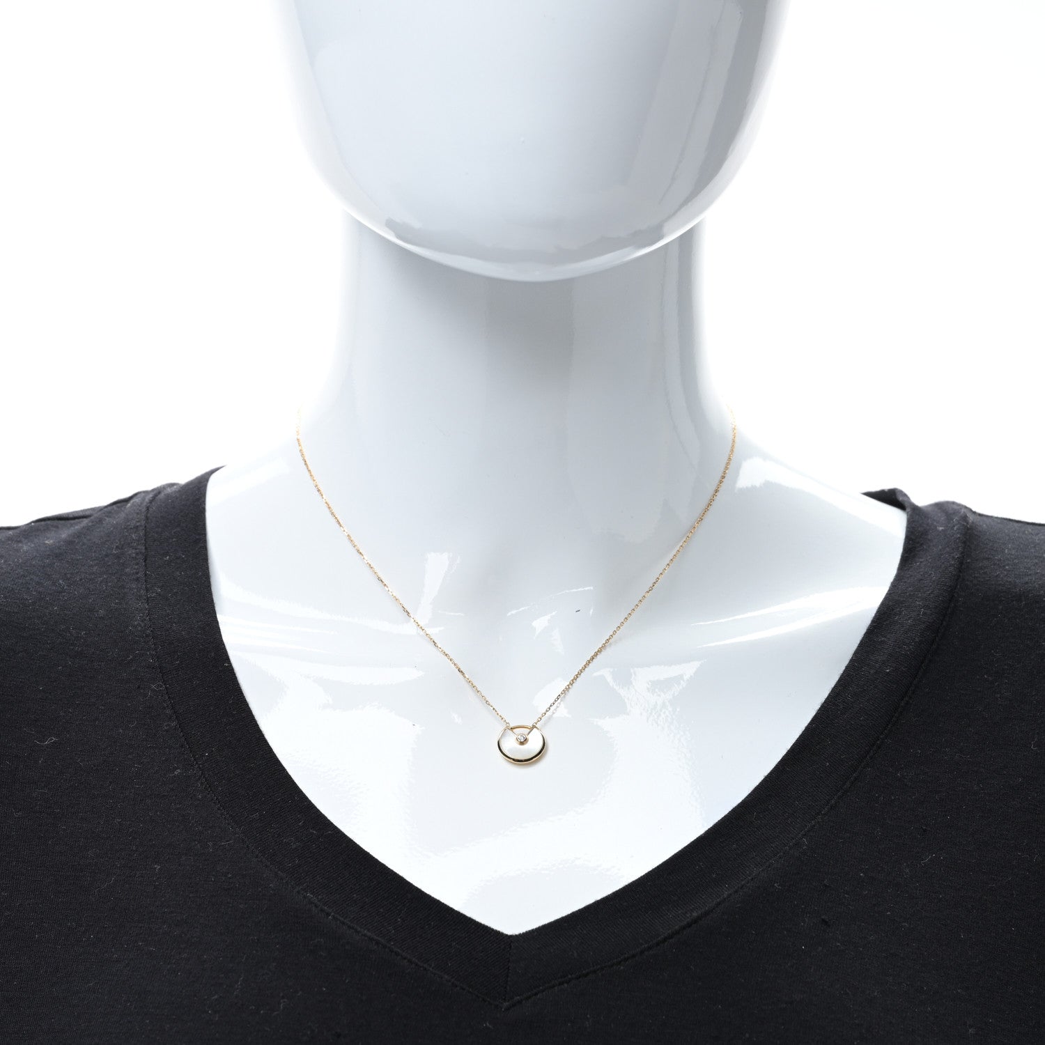 Cartier 18K Yellow Gold Diamond Mother of Pearl XS Amulette de Cartier Pendant Necklace 3 of 5