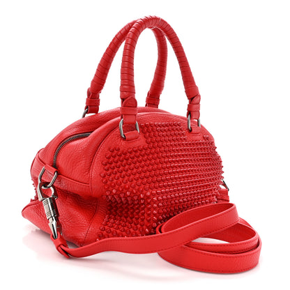 Christian Louboutin Grained Calfskin Studded Panettone Bowling Bag Rouge De Mars 3 of 12