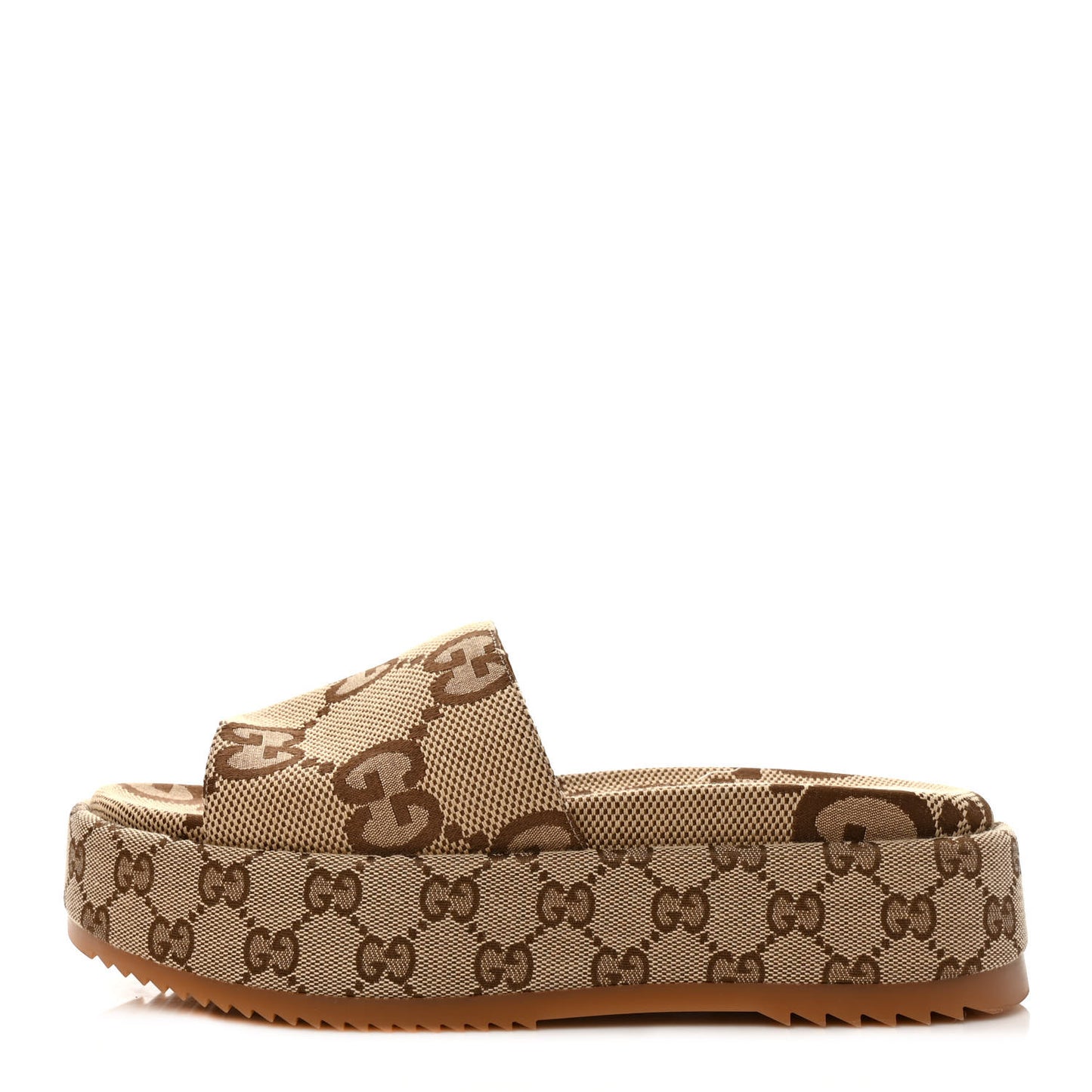 Monogram Maxi GG Angelina Platform 55mm Slide Sandals 40 Camel Ebony