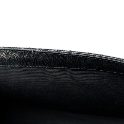 Saint Laurent Grain De Poudre Textured Mixed Matelasse Triquilt Medium Monogram Monochrome Satchel Black 12 of 15