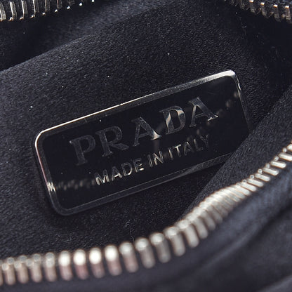 Prada Satin Crystal Metal Triangle Logo Chain Crossbody Handbag Rosa 6 of 8