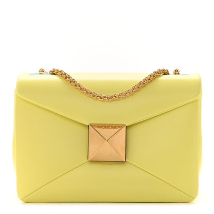 Valentino Garavani Nappa One Stud Chain Clutch Pale Yellow 1 of 10