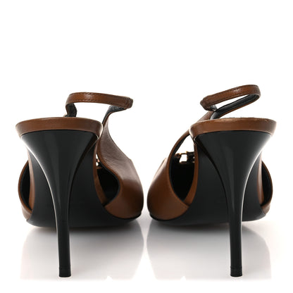 Saint Laurent Nappa Babylone Breteuil Slingback Pumps 39 Macadamia 6 of 15